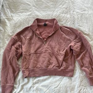 Wild Fable Pink Quarter-Zip Cropped Sweatshirt